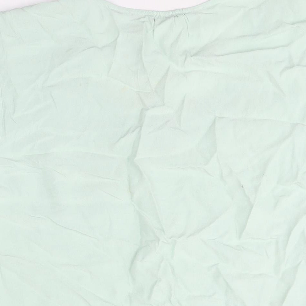 Marks & Spencer Womens Green Viscose Basic Blouse Size 16 V-Neck - Lace Trim