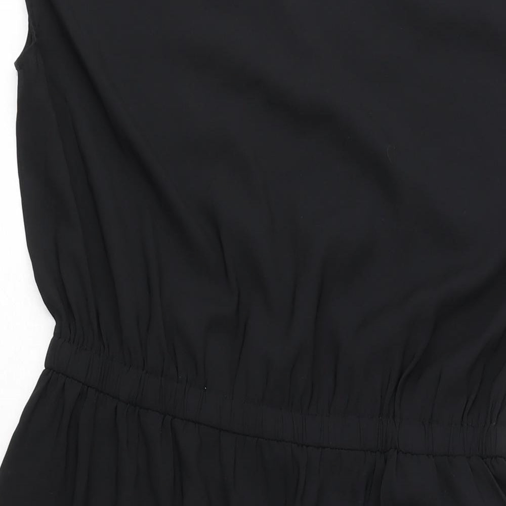 H&M Womens Black Polyester Shift Size 12 V-Neck Pullover