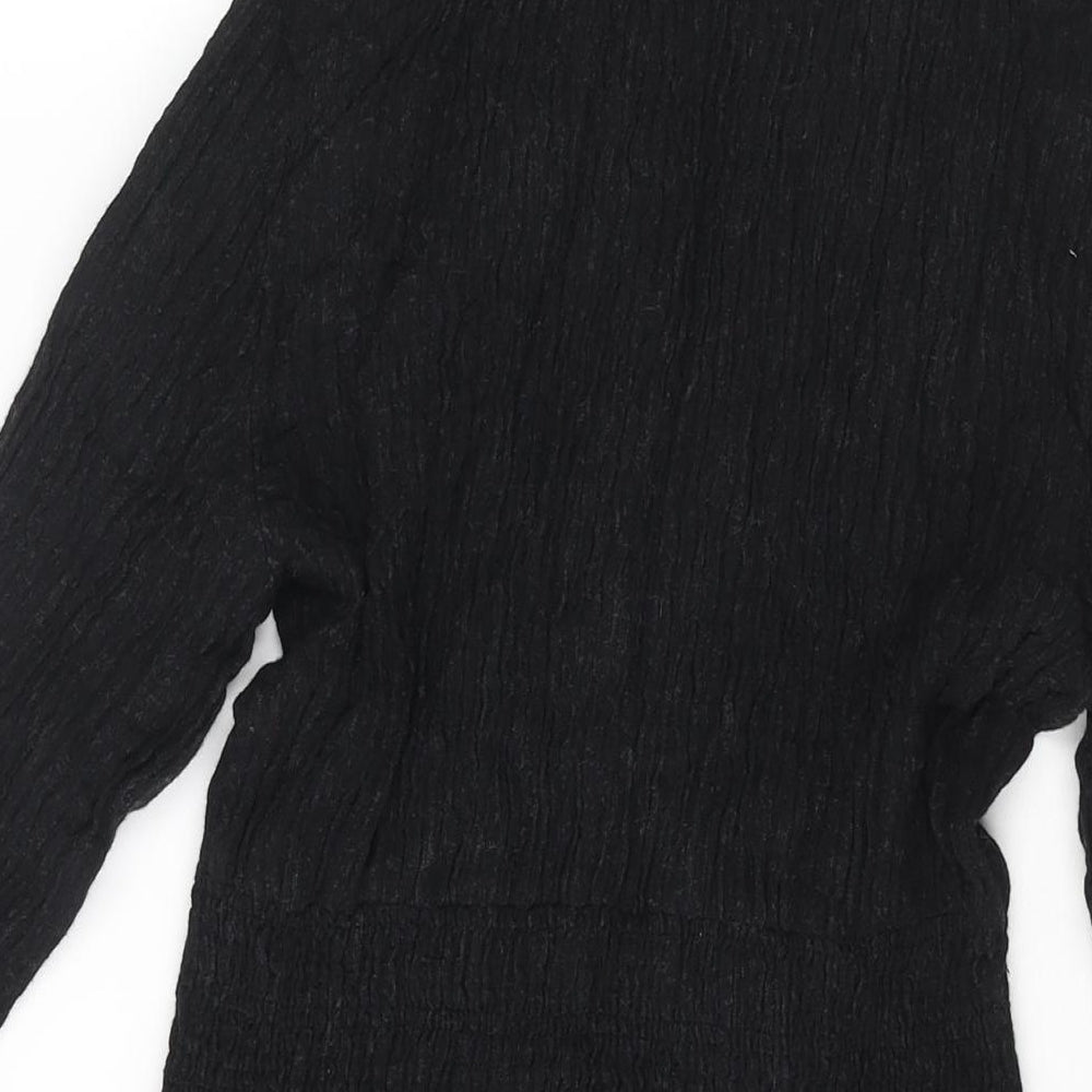 Zara Womens Black Acrylic A-Line Size S Collared Pullover