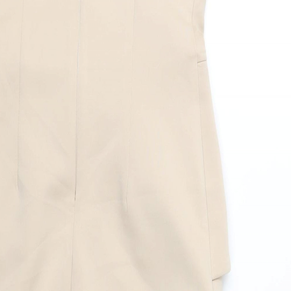 AX Paris Womens Beige Polyester Bodycon Size 10 Square Neck Zip - Peplum Detail