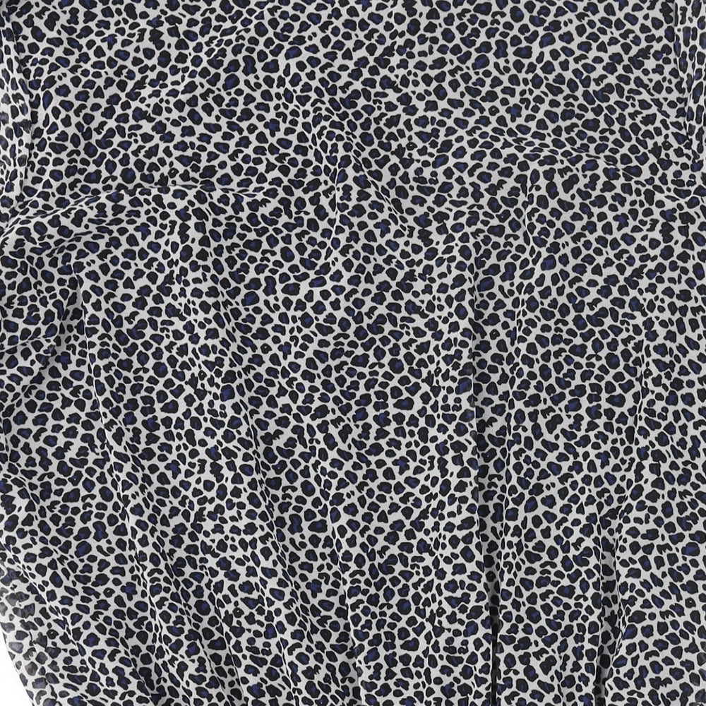 Mango Womens Multicoloured Animal Print Polyester Shift Size XL Round Neck Pullover - Frill Hem Leopard Print