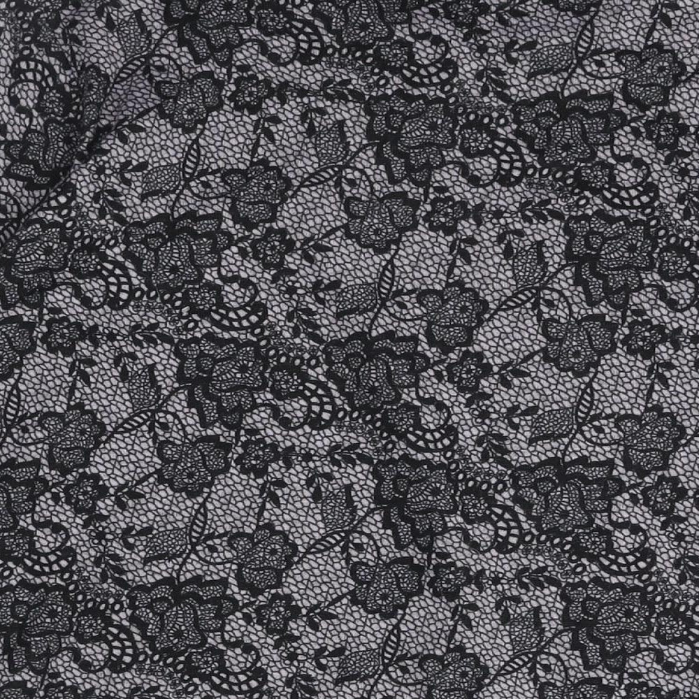 Alexara Womens Black Round Neck Geometric Polyester Pullover Jumper Size 16 - Button Detail Floral Lace Print