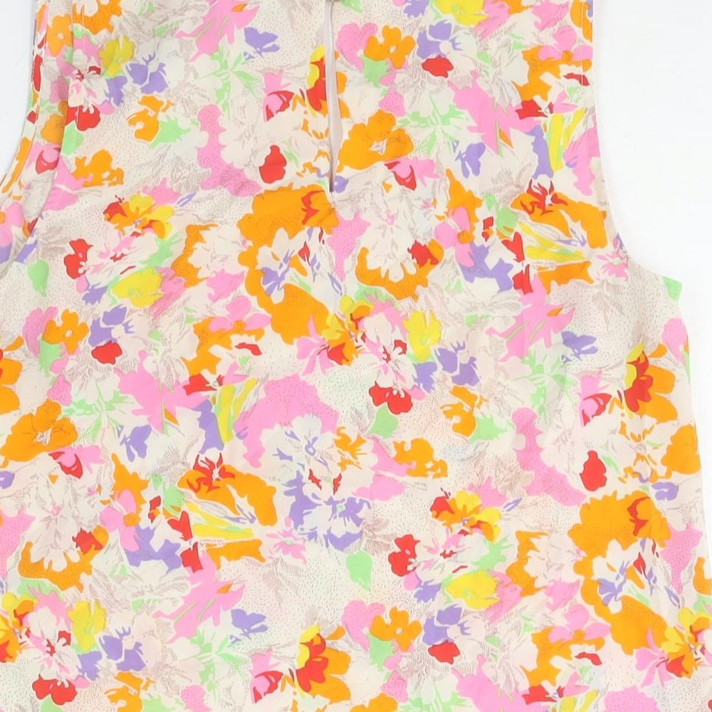 Oasis Womens Multicoloured Floral Polyester Camisole Blouse Size 12 Scoop Neck