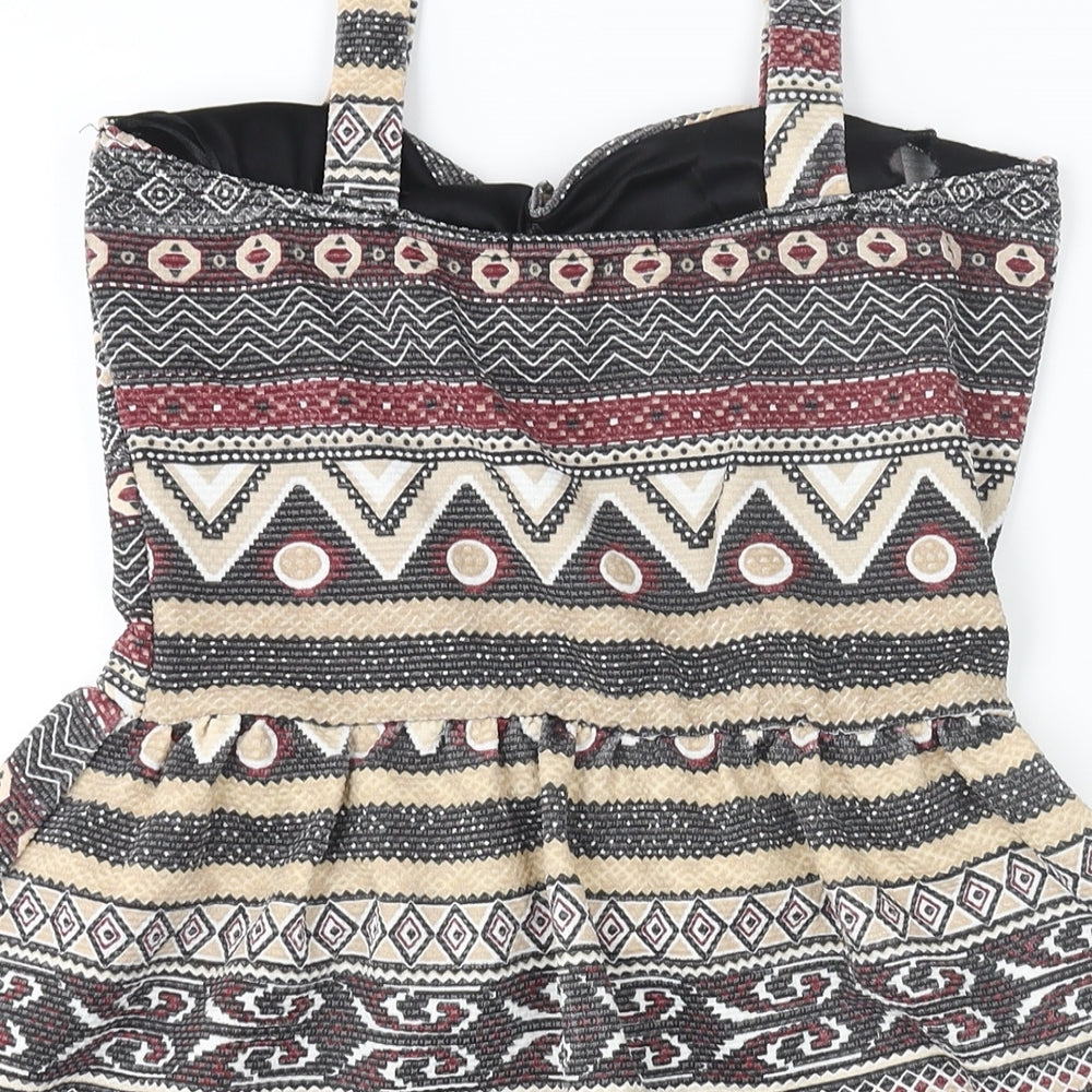 Cameo Rose Womens Multicoloured Geometric Polyester A-Line Size 14 Sweetheart Pullover