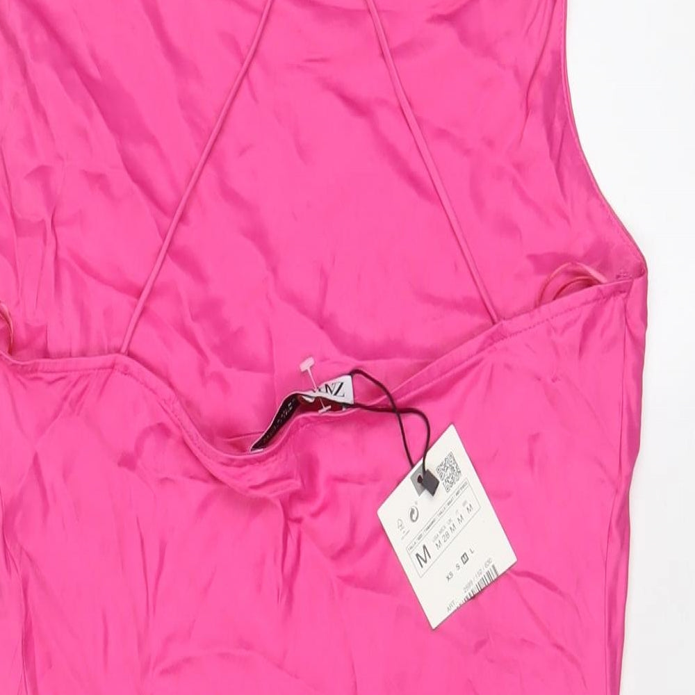 Zara Womens Pink Viscose A-Line Size M Square Neck Pullover
