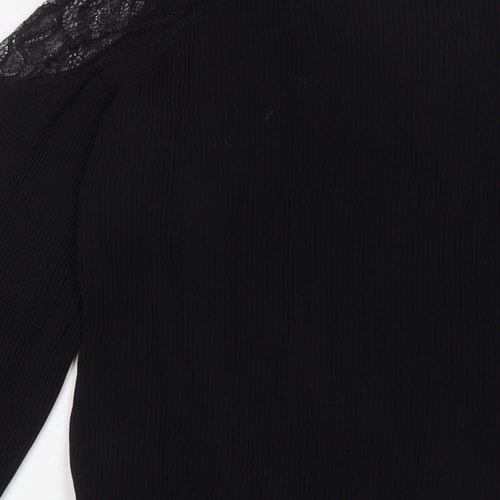 NEXT Womens Black Polyester Basic Blouse Size 10 V-Neck - Lace