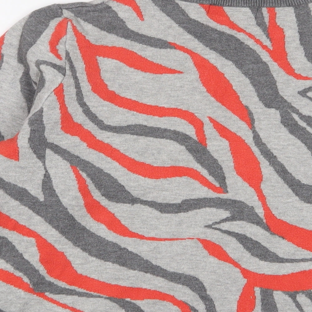 Marks & Spencer Womens Grey Round Neck Animal Print Viscose Pullover Jumper Size L