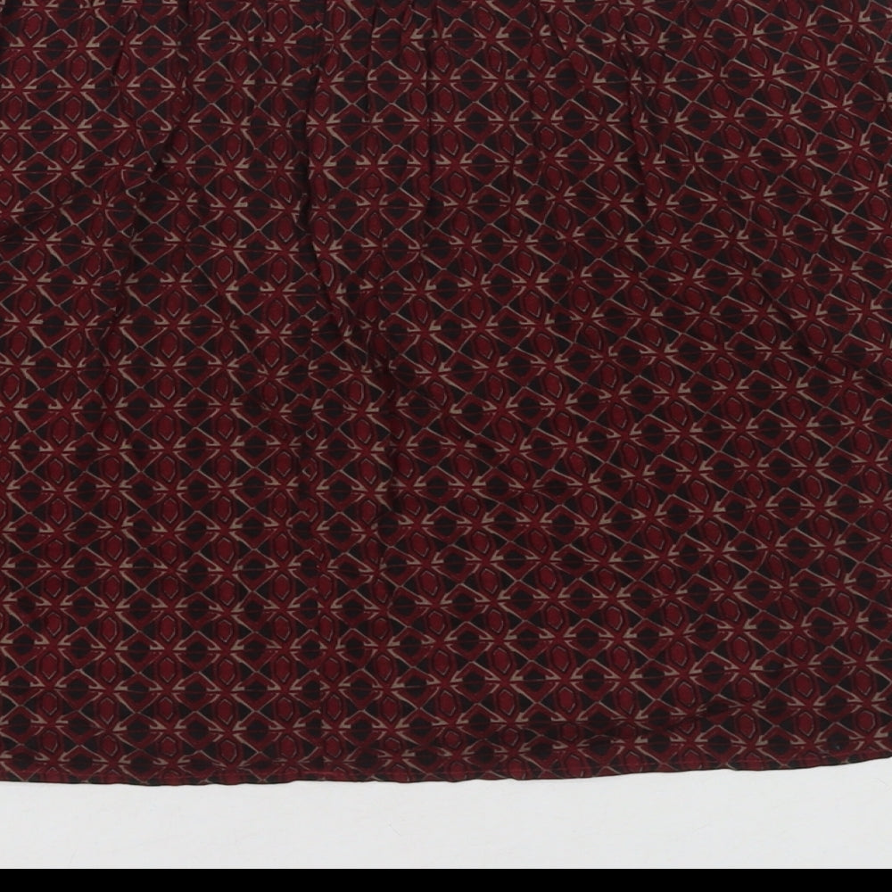Camaieu Womens Red Geometric Polyester Skater Skirt Size 28 in Zip