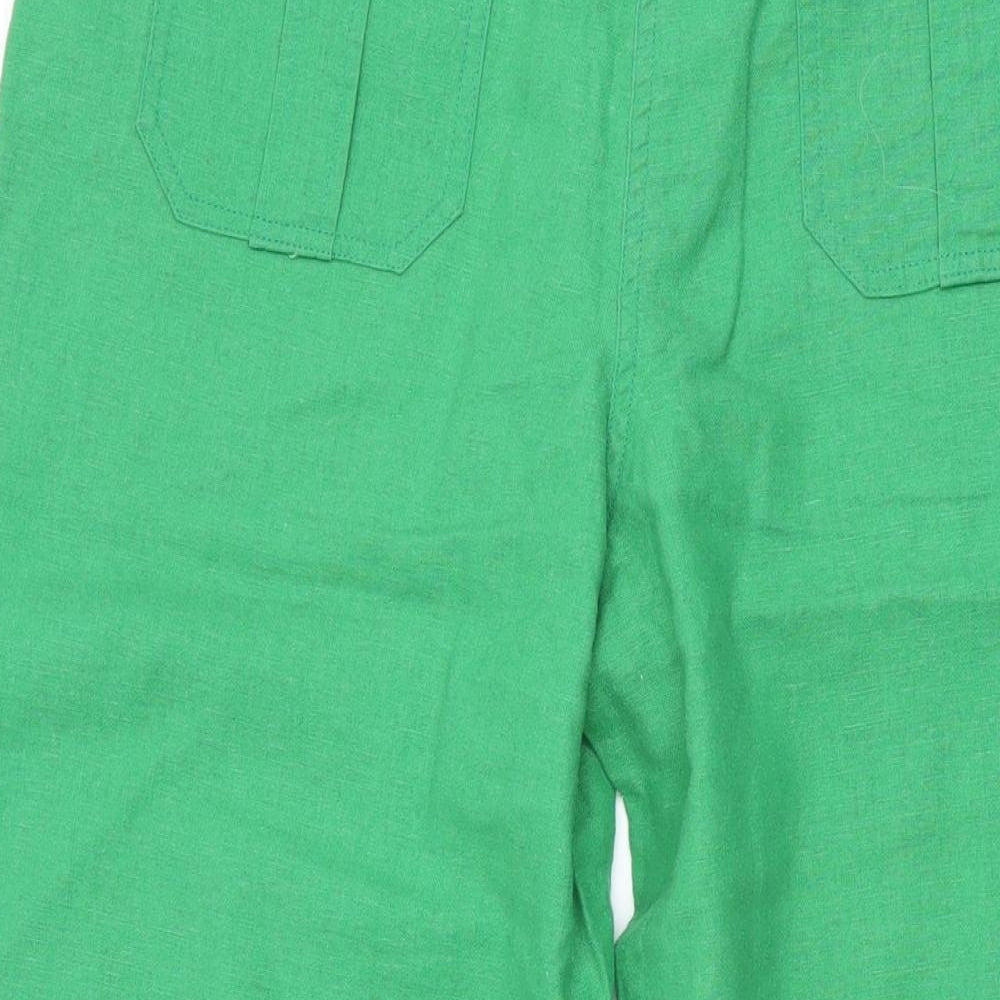 Epilogue Womens Green Linen Trousers Size 10 L23 in Regular Zip