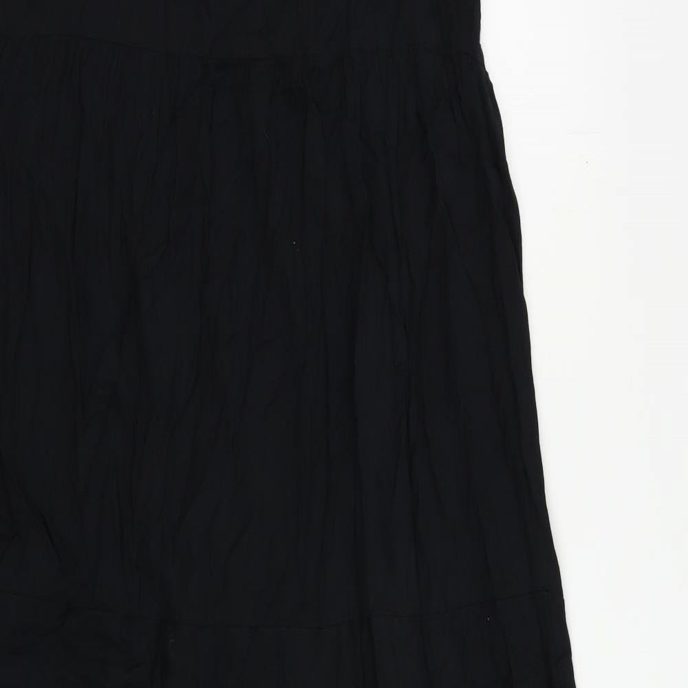 M&Co Womens Black Viscose Maxi Size 10 Square Neck Tie - Tie Shoulder