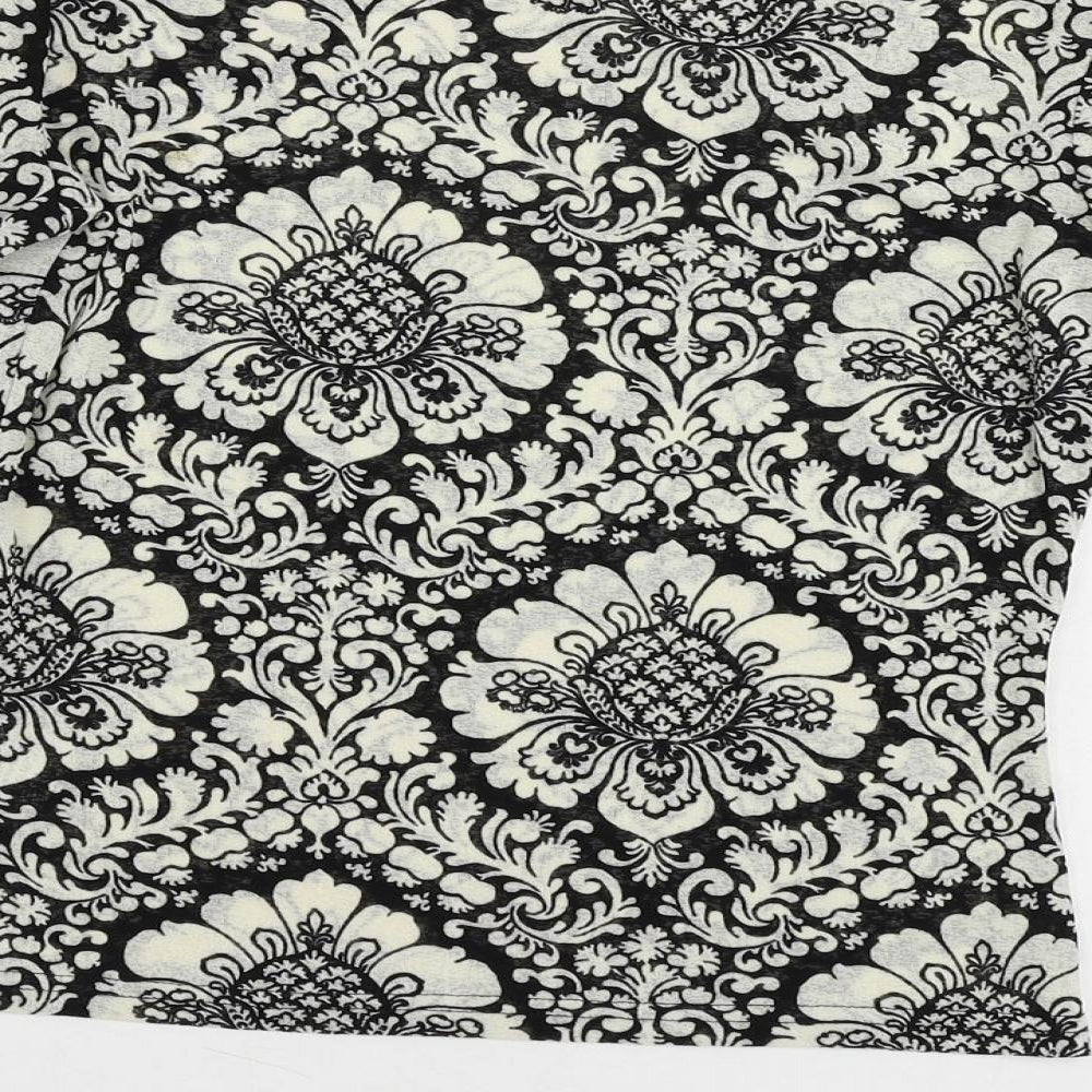 Wallis Womens Black Paisley Polyester Basic Blouse Size 12 Boat Neck - Slash Neckline