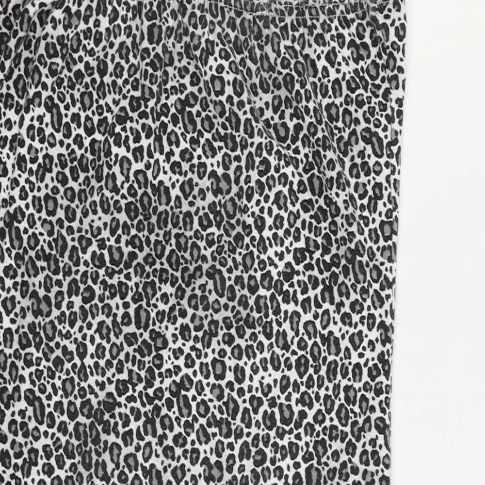 Boohoo Womens Grey Animal Print Polyester Slip Dress Size 8 V-Neck Pullover