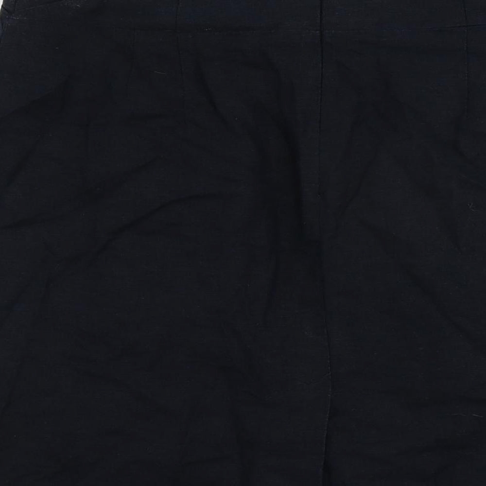 Marks & Spencer Womens Blue Linen Straight & Pencil Skirt Size 14 Zip - Pockets