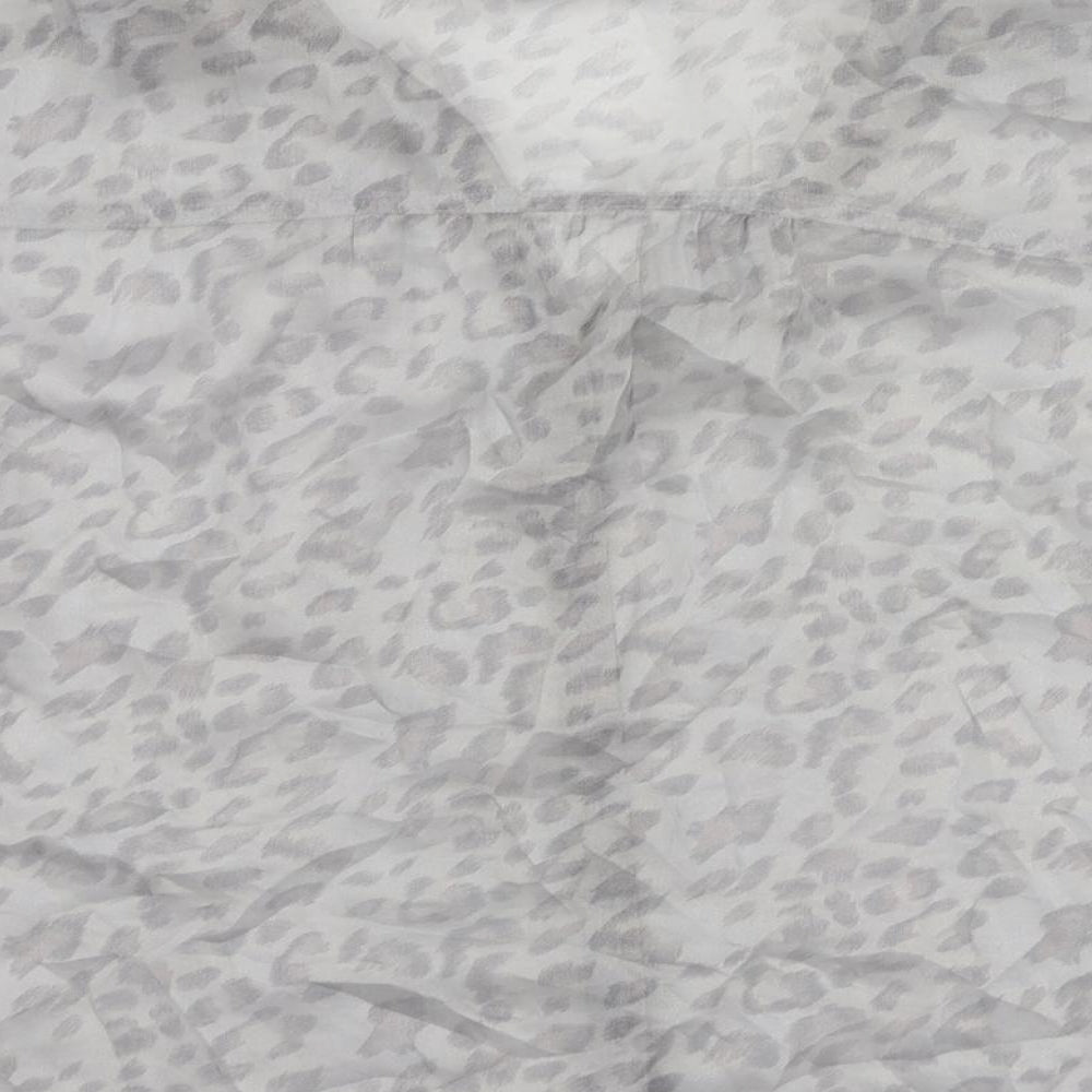 Marks & Spencer Womens Grey Animal Print Polyester Basic Button-Up Size 14 Collared - Sheer
