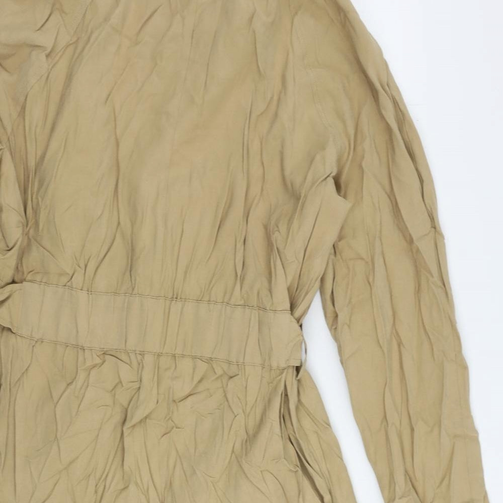Marks & Spencer Womens Beige Overcoat Coat Size 14 - Belted