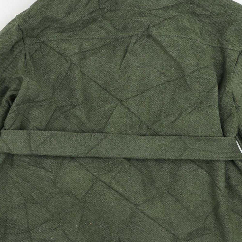 Marks & Spencer Womens Green Pea Coat Coat Size 10 Button - Belted