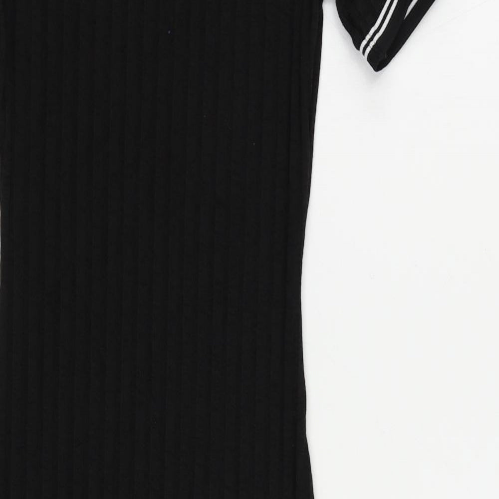 Divided by H&M Womens Black Polyester Bodycon Size 4 Crew Neck Pullover - Contrasting Trim