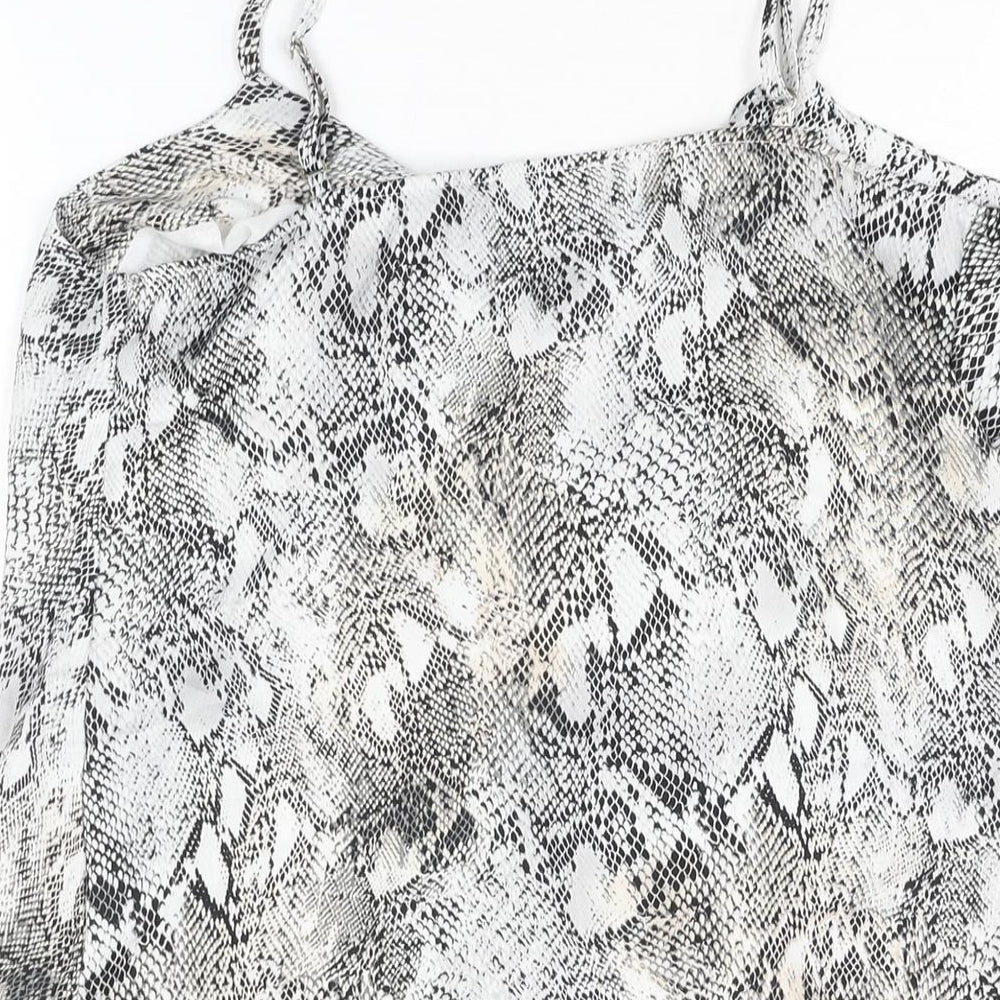 River Island Womens White Animal Print Polyester Camisole Blouse Size 10 Cowl Neck - Snake Print