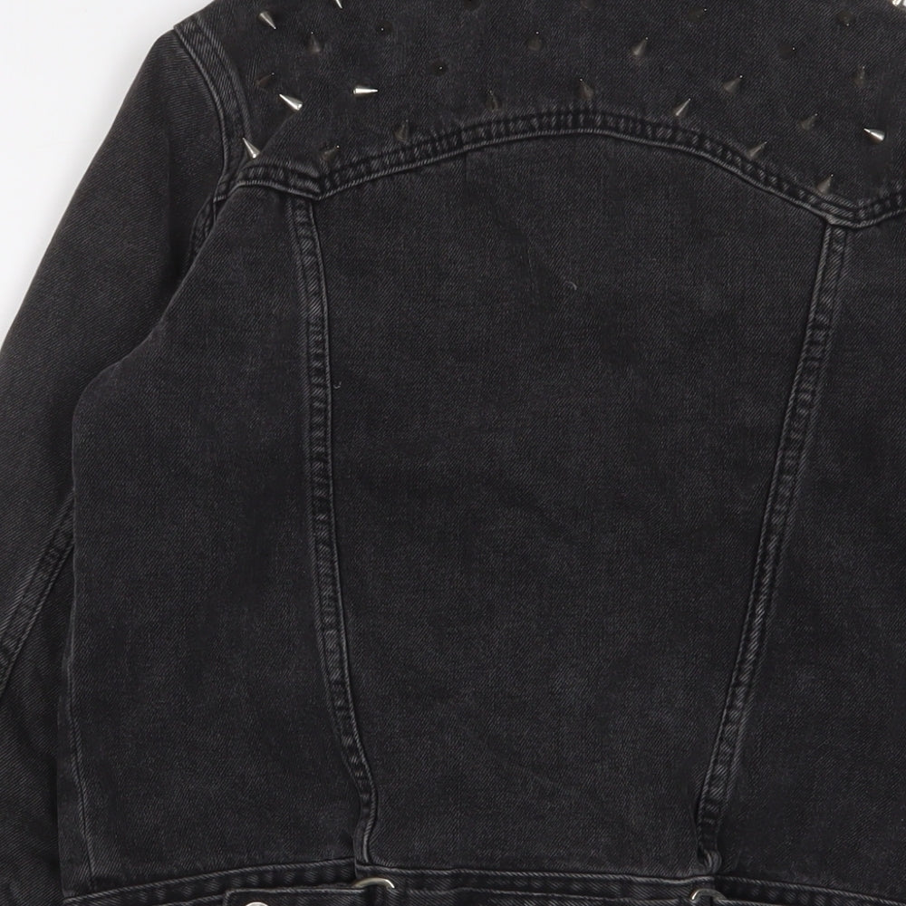 Topshop Womens Black Jacket Size 8 Button - Studded