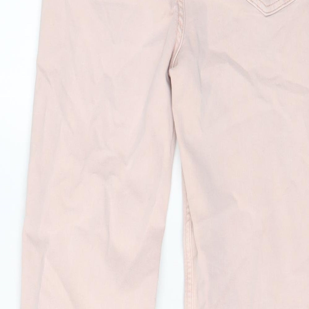 Marks and Spencer Womens Pink Cotton Cropped Jeans Size 6 L25 in Slim Zip