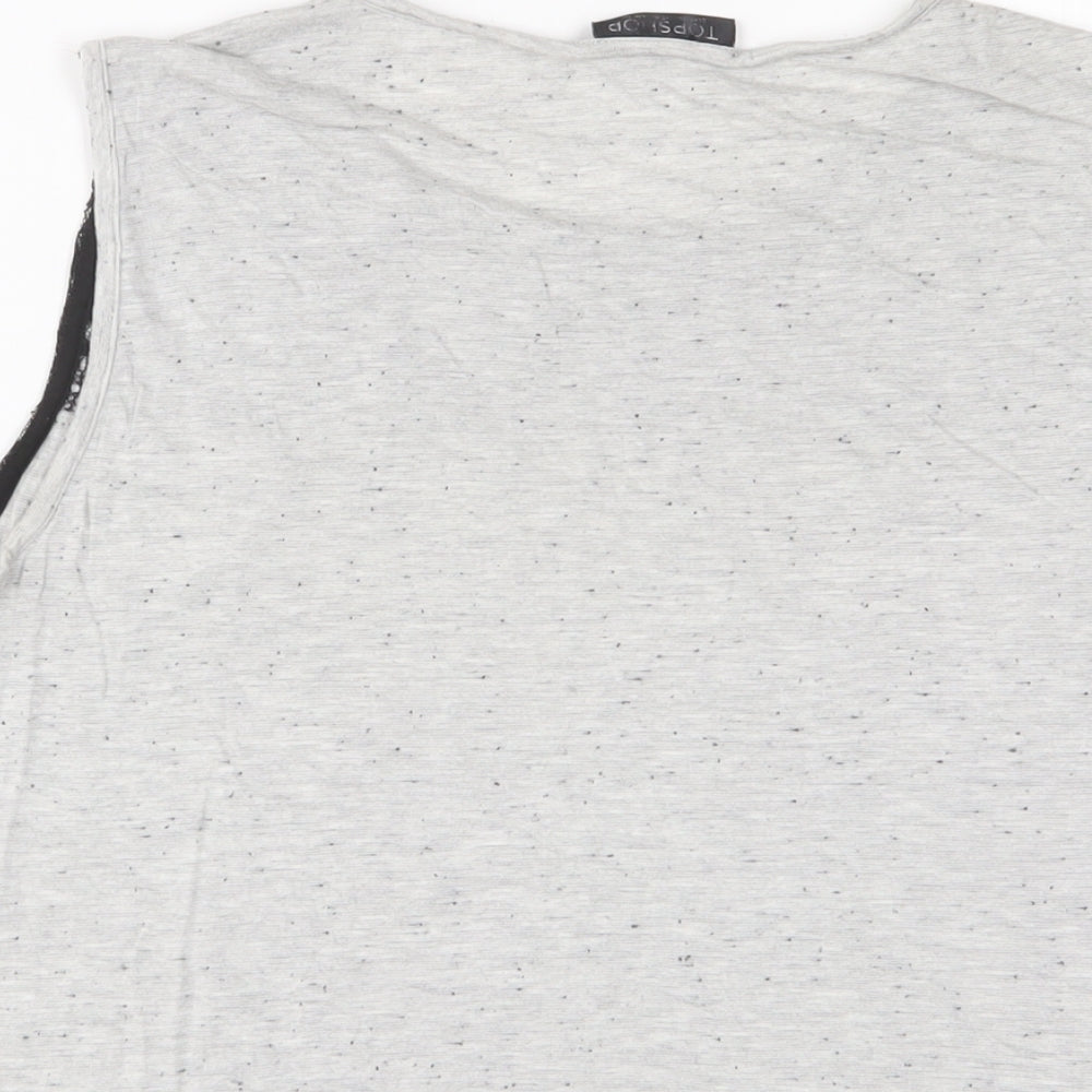 Topshop Womens Grey Polyester Basic Tank Size 10 Boat Neck - Lace