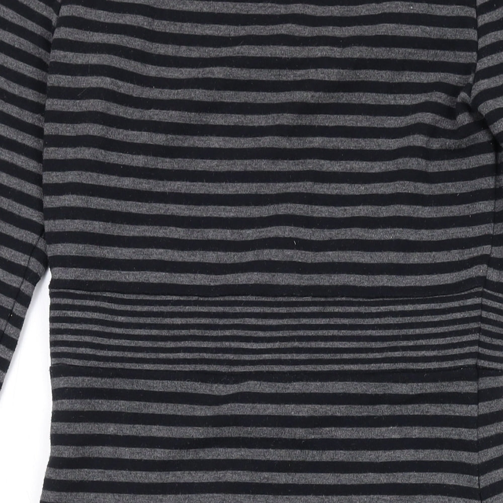 Kaliko Womens Grey Striped Polyester A-Line Size 8 Round Neck Pullover