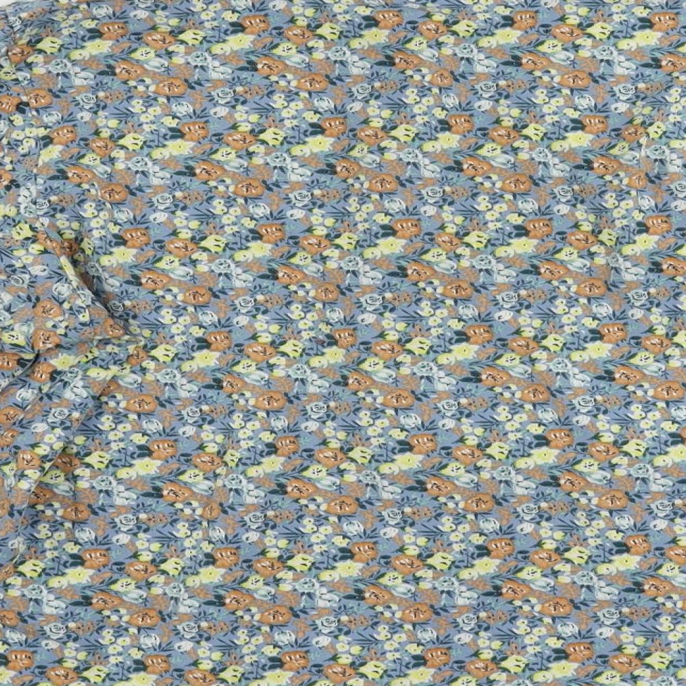 ValleyGirl Womens Blue Floral Polyester Basic Button-Up Size 10 Collared