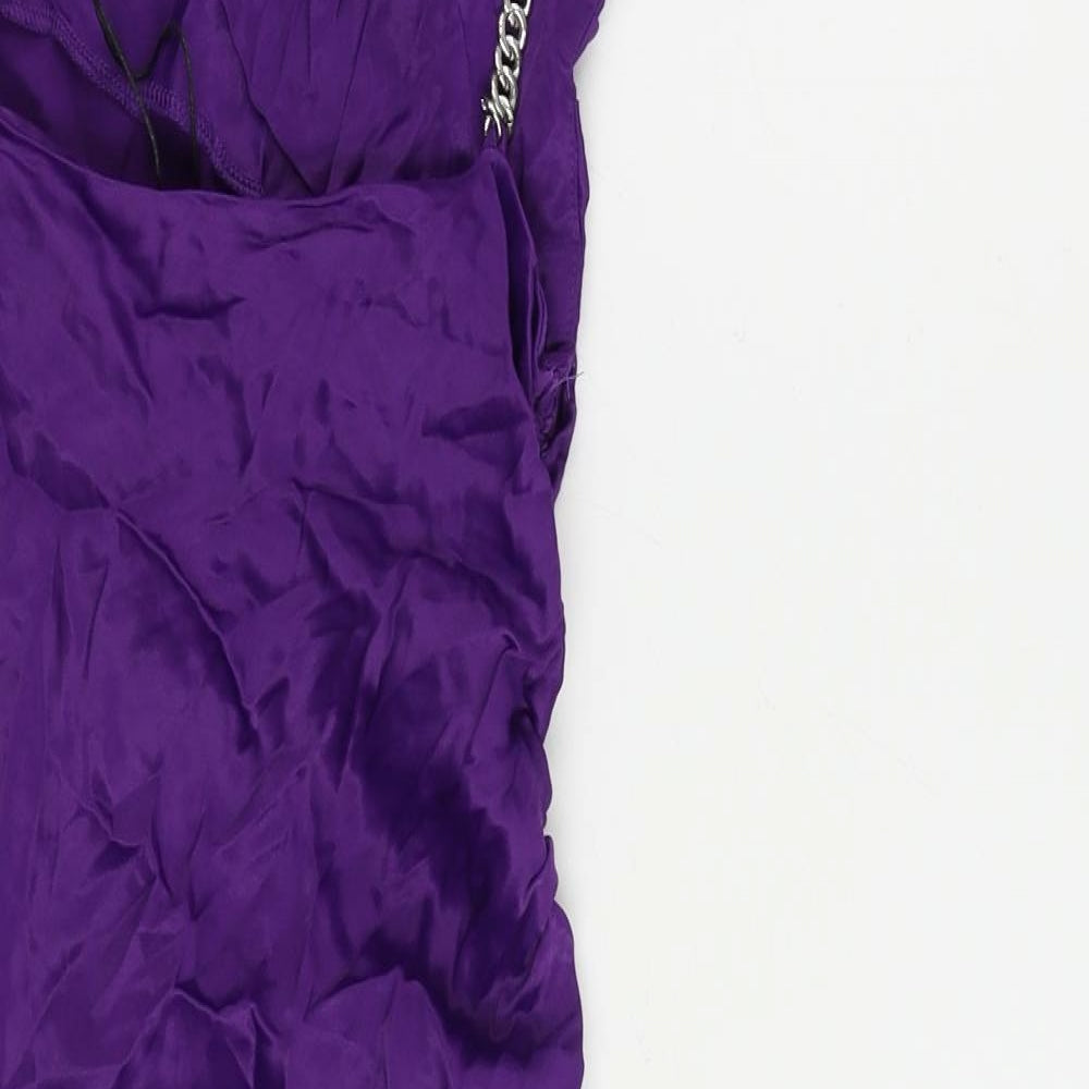 Zara Womens Purple Viscose Mini Size XS Cowl Neck Pullover - Chain Straps