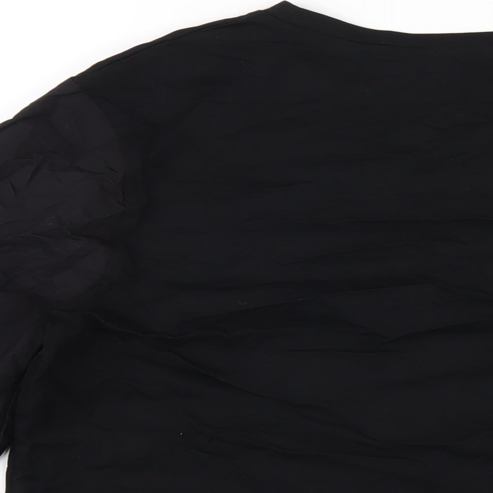 Warehouse Womens Black Cotton Basic T-Shirt Size M Round Neck