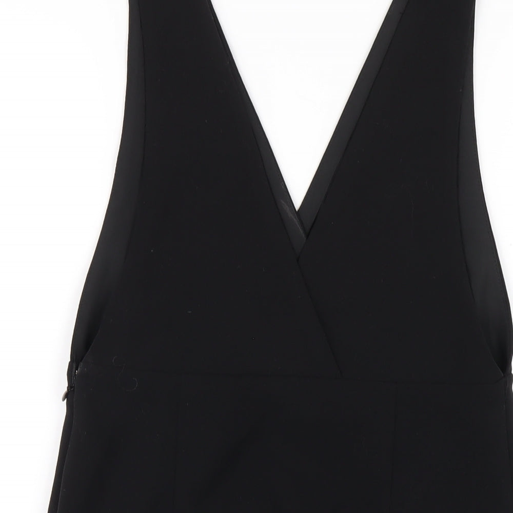 H&M Womens Black Polyester A-Line Size 6 V-Neck Zip