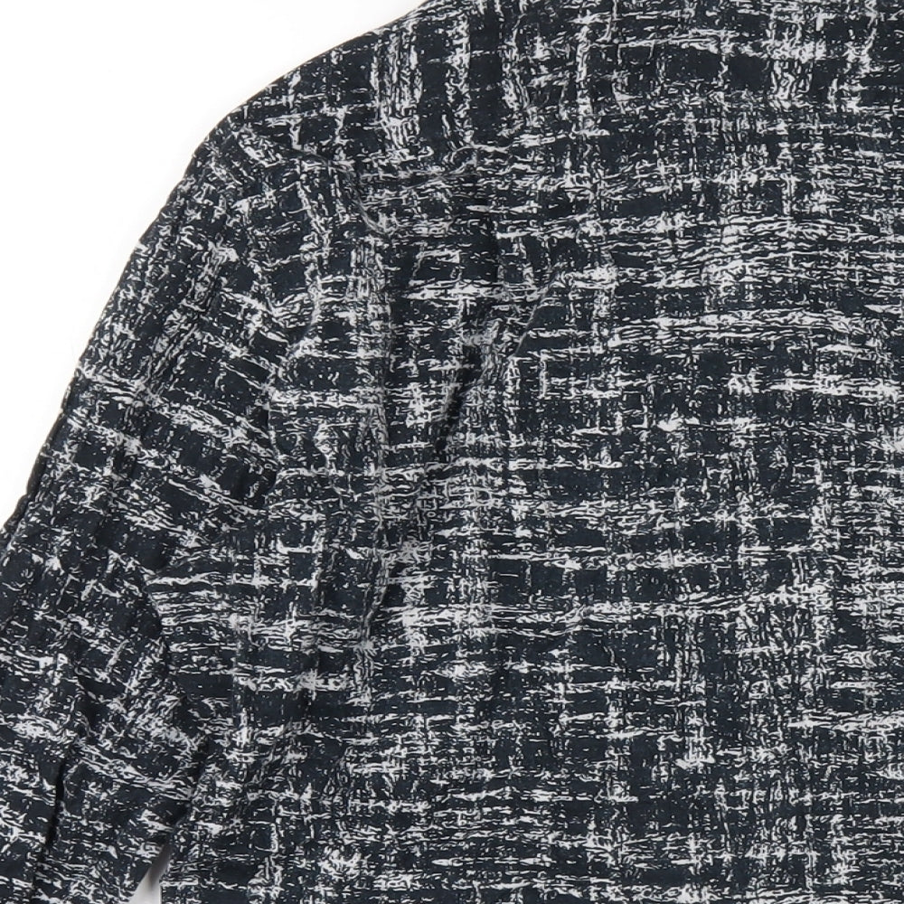 H&M Womens Black Geometric Cotton Basic Button-Up Size S Collared