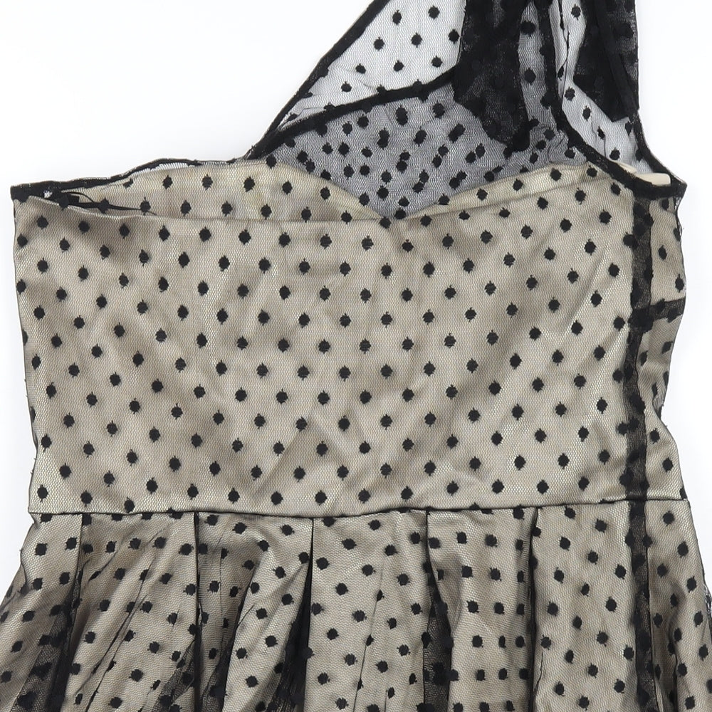Topshop Womens Beige Cotton A-Line Size 12 One Shoulder Zip