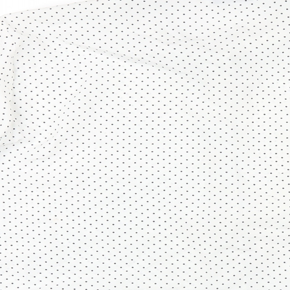 Classic Womens White Polka Dot Polyester Basic Button-Up Size 24 Collared