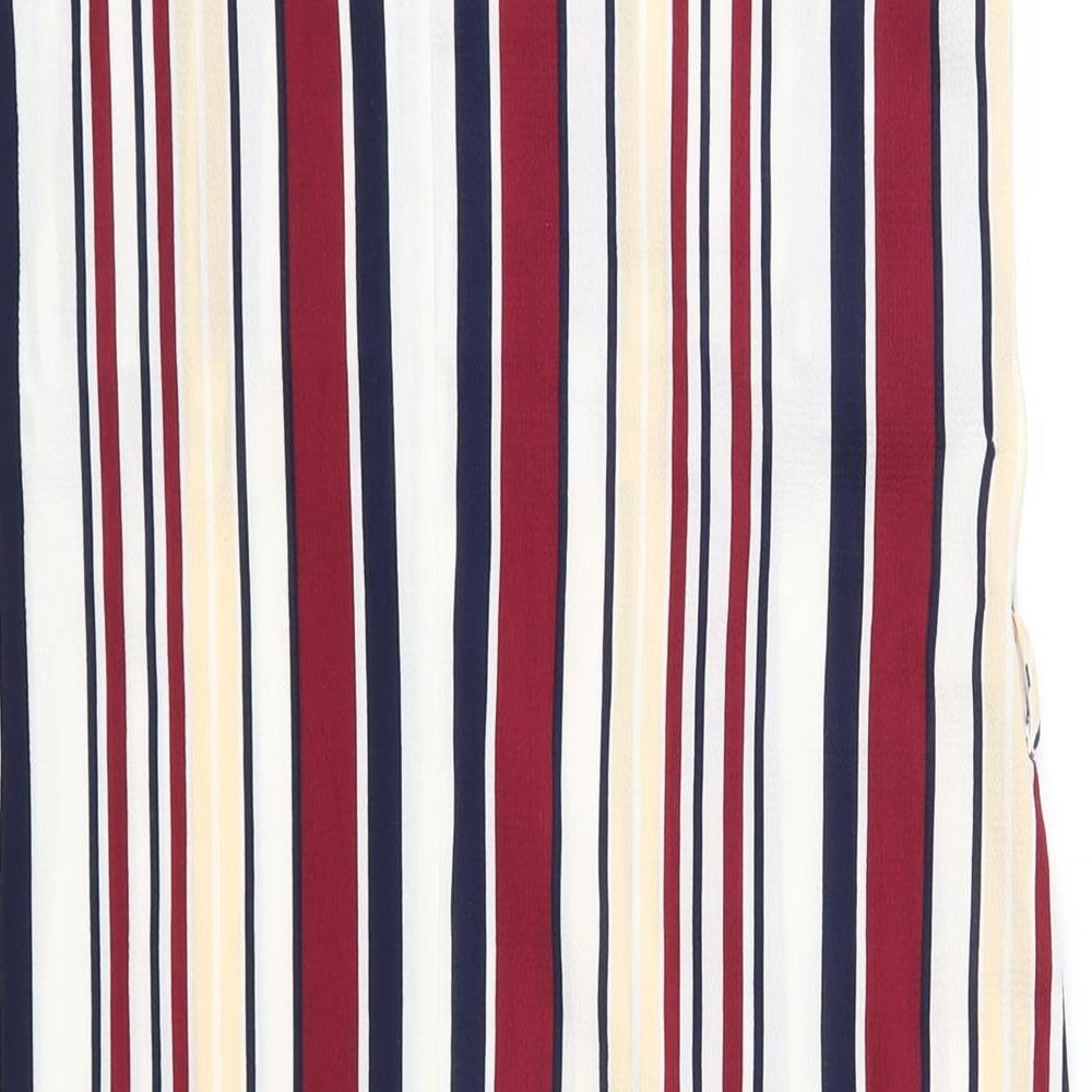 New Look Womens Multicoloured Striped Polyester A-Line Size 10 V-Neck Pullover