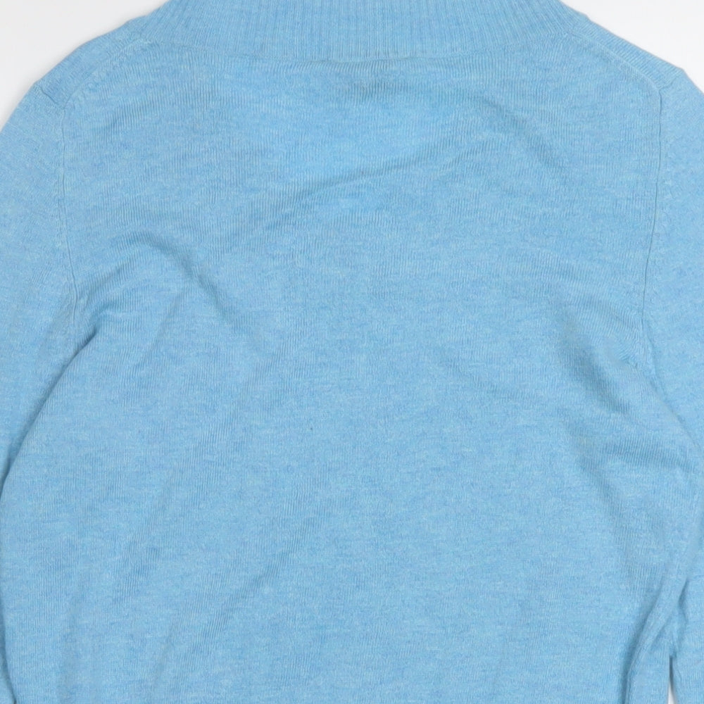 FRANK WALDER Womens Blue V-Neck Modal Pullover Jumper Size 12
