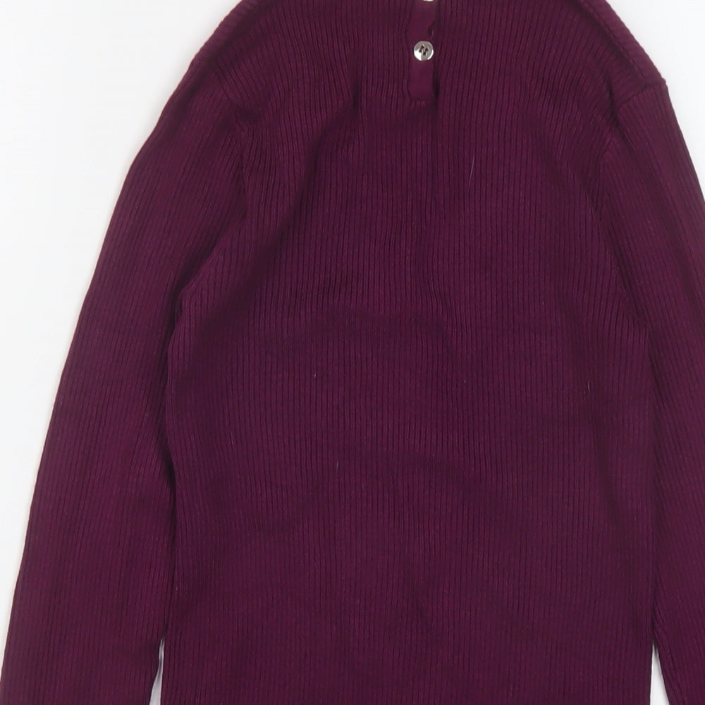 Oasis Womens Purple Mock Neck Viscose Pullover Jumper Size XS