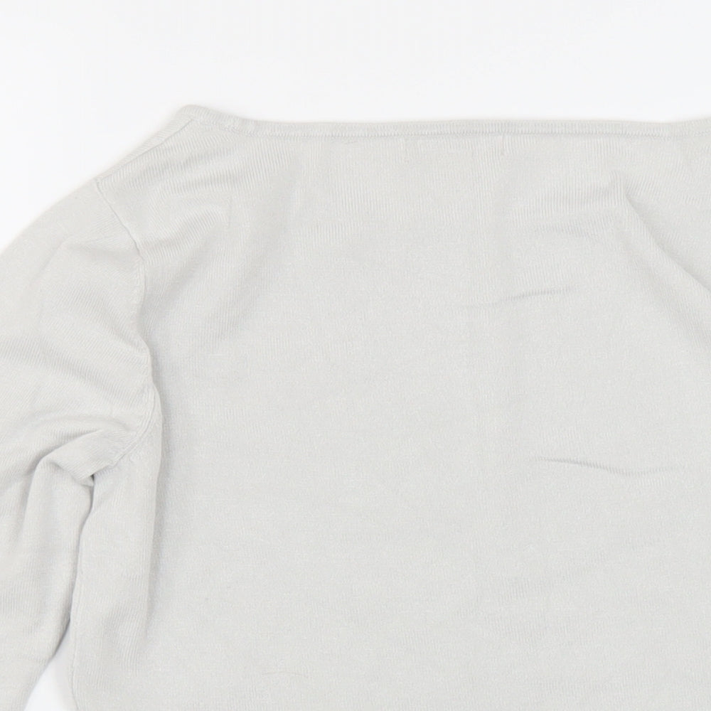 Monsoon Womens Grey Round Neck Viscose Pullover Jumper Size 10