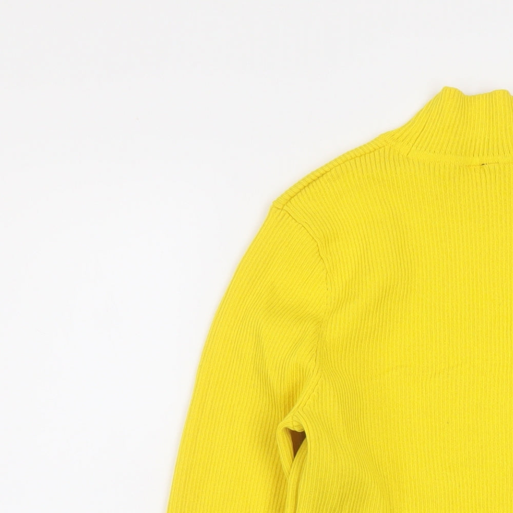 H&M Womens Yellow Mock Neck Polyester Pullover Jumper Size M