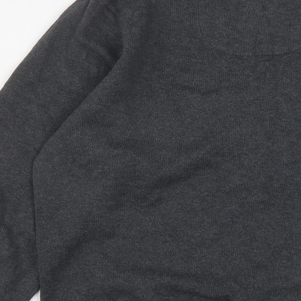 Marks & Spencer Mens Grey V-Neck Cotton Pullover Jumper Size S Long Sleeve