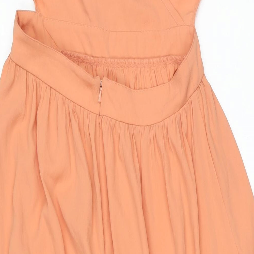 River Island Womens Pink Polyester Shift Size 10 V-Neck Button - Open Back Detail