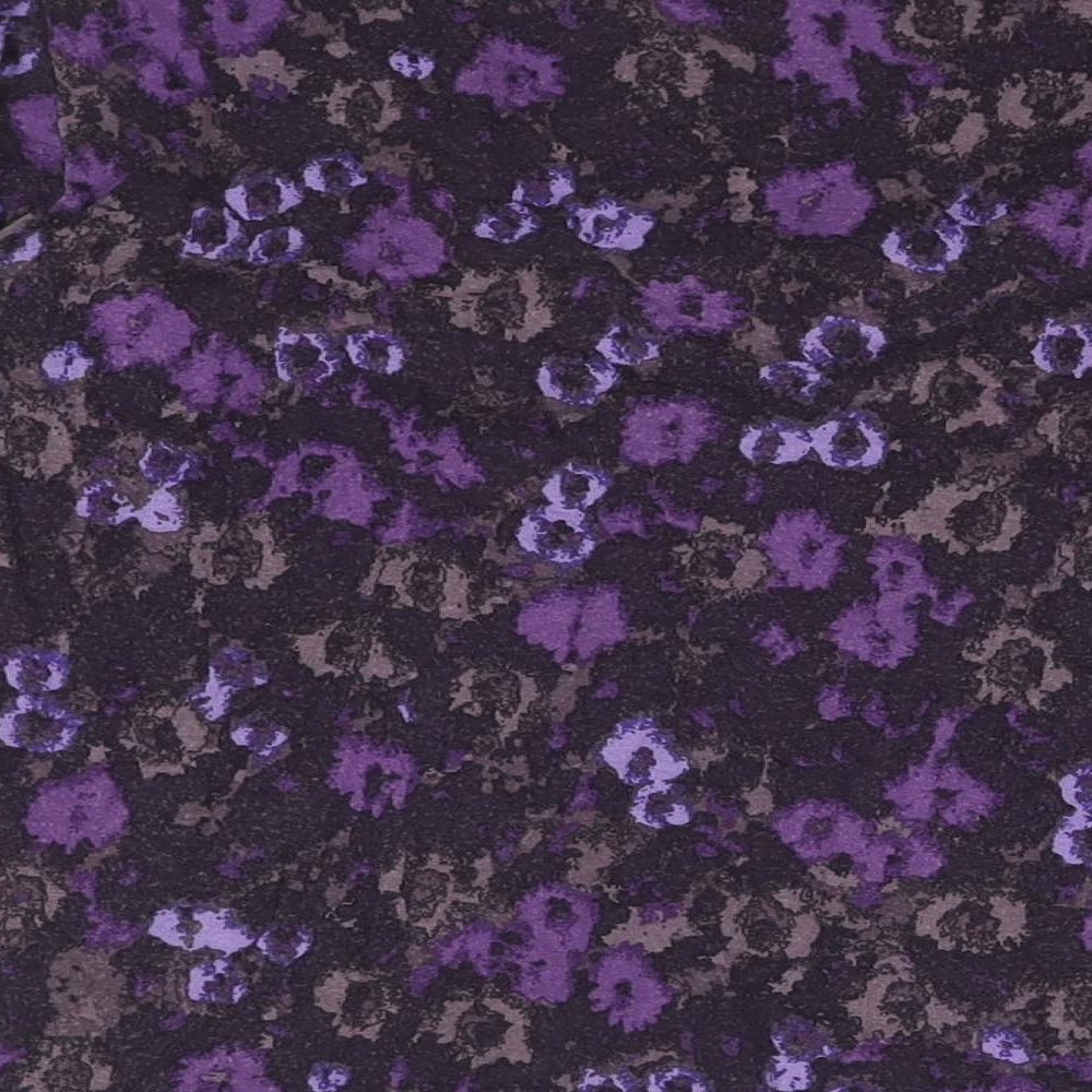 Country Casuals Womens Purple Geometric Viscose Basic Blouse Size M V-Neck - Buckle Detail