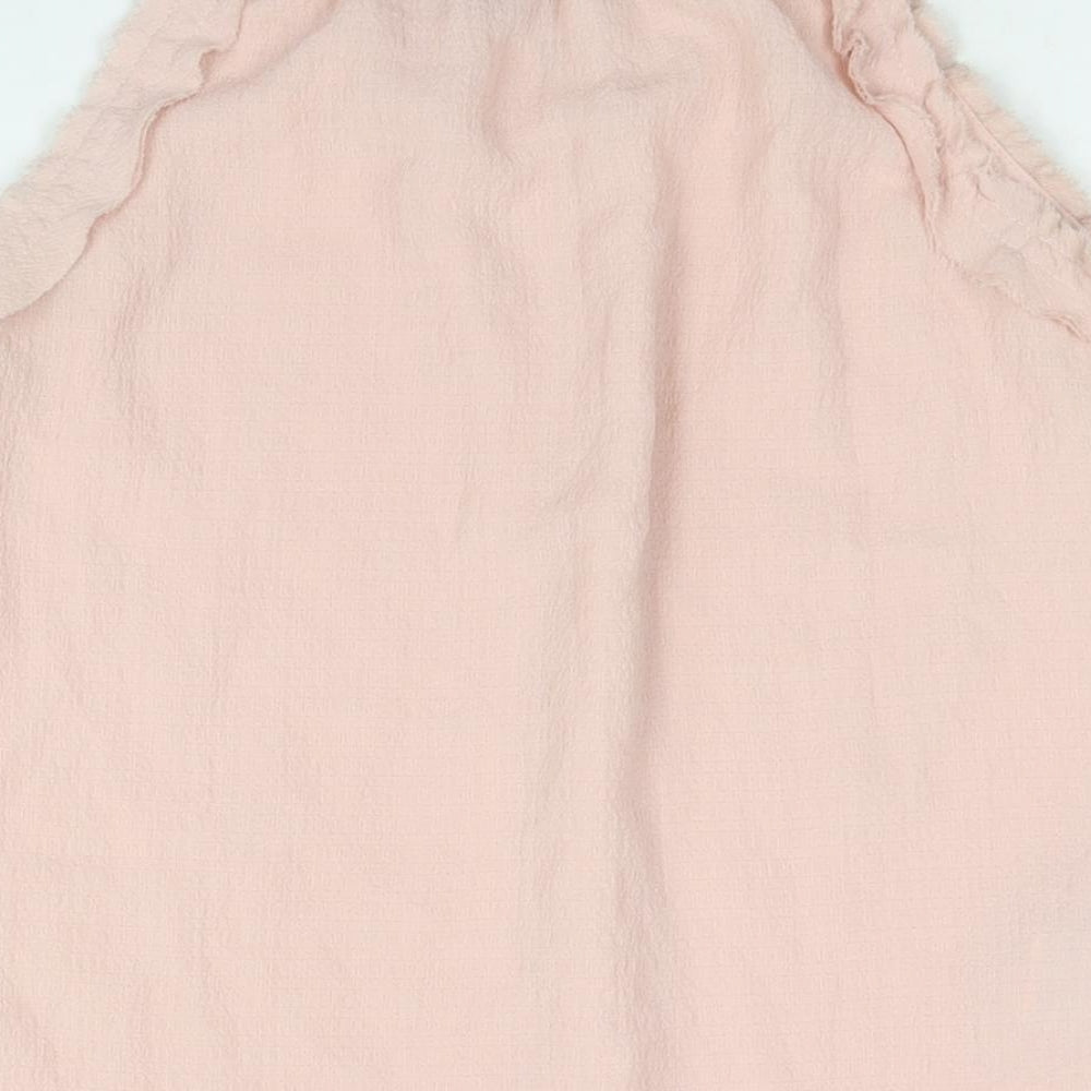 Mango Womens Pink Polyester Camisole Blouse Size S Round Neck - Raw Edge Keyhole Neck