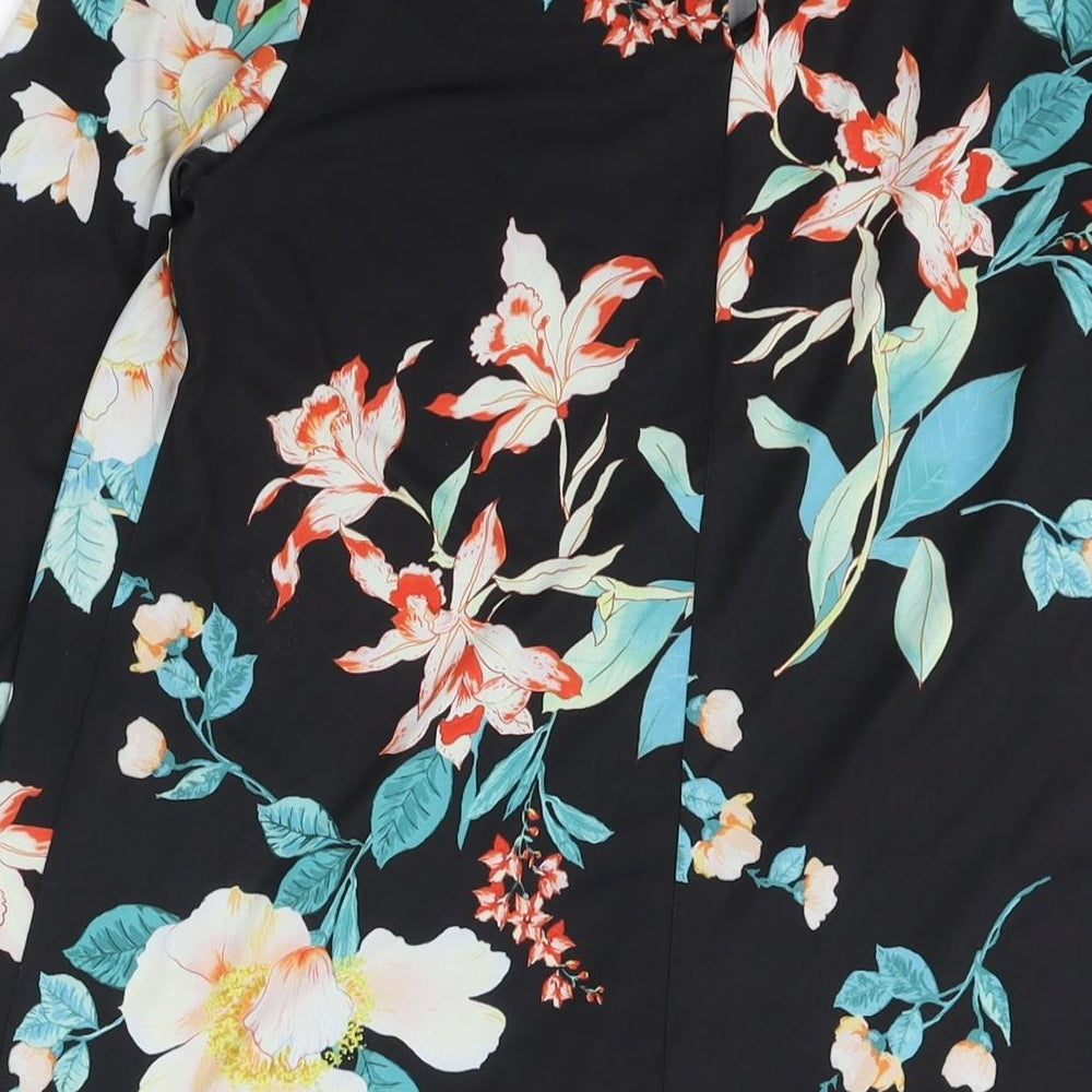 Wallis Womens Black Floral Polyester Shift Size 8 Round Neck Pullover