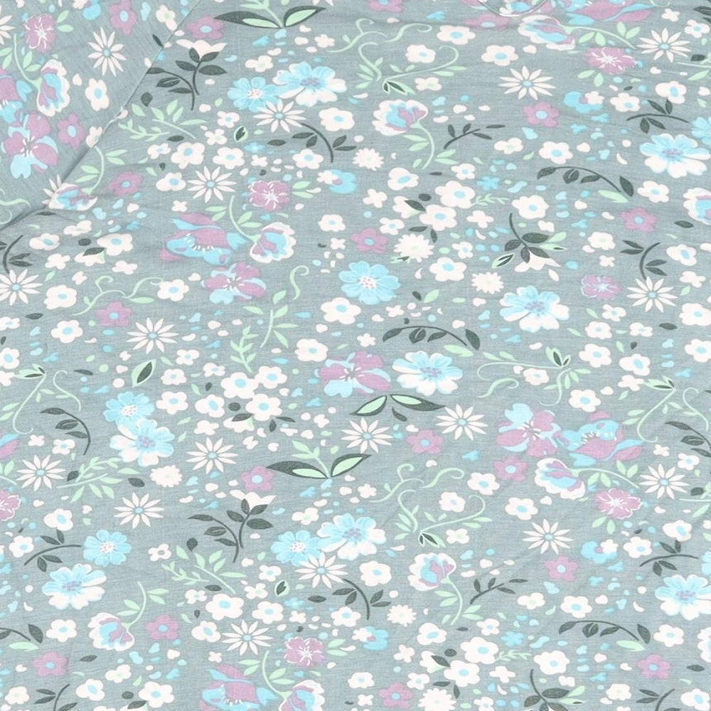 Studio Womens Blue Floral Viscose A-Line Size 16 Round Neck Button - Size 16-18