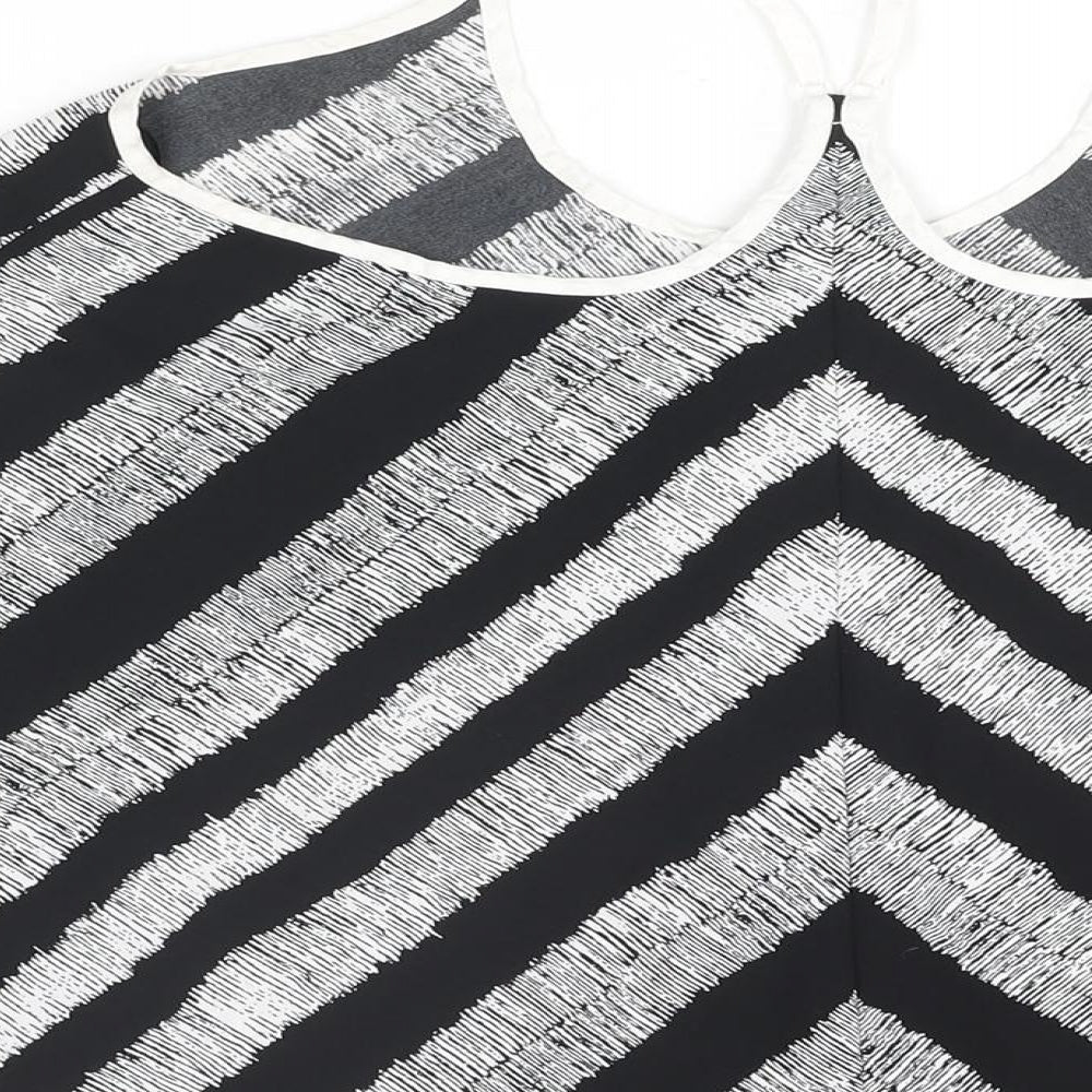 Very Womens Black Striped Polyester Camisole Blouse Size 10 Scoop Neck