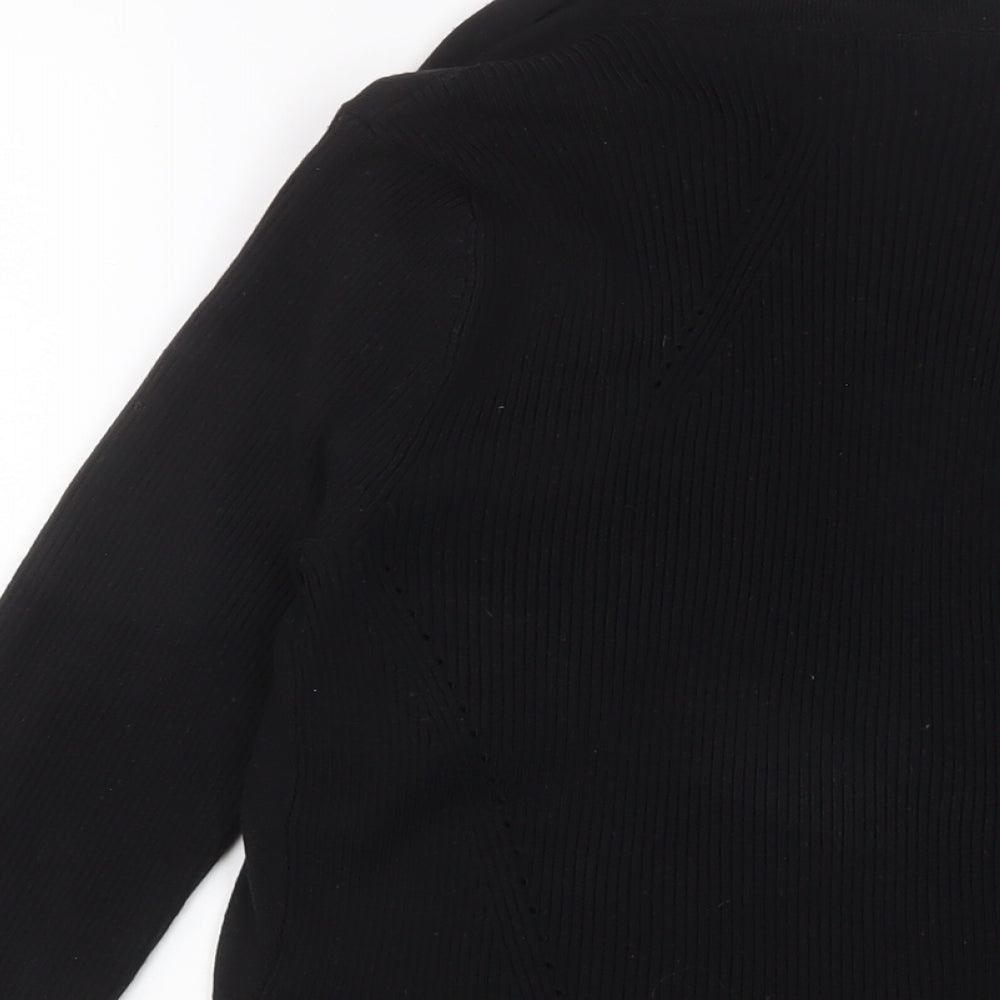 Principles Womens Black V-Neck Acrylic Cardigan Jumper Size 14 - Open