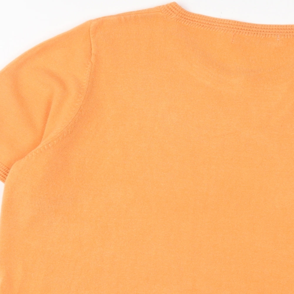 Classics Womens Orange Crew Neck Acrylic Pullover Jumper Size 16