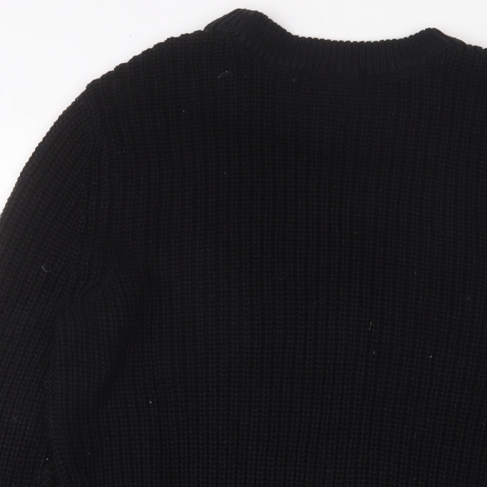 H&M Womens Black Crew Neck Acrylic Pullover Jumper Size M