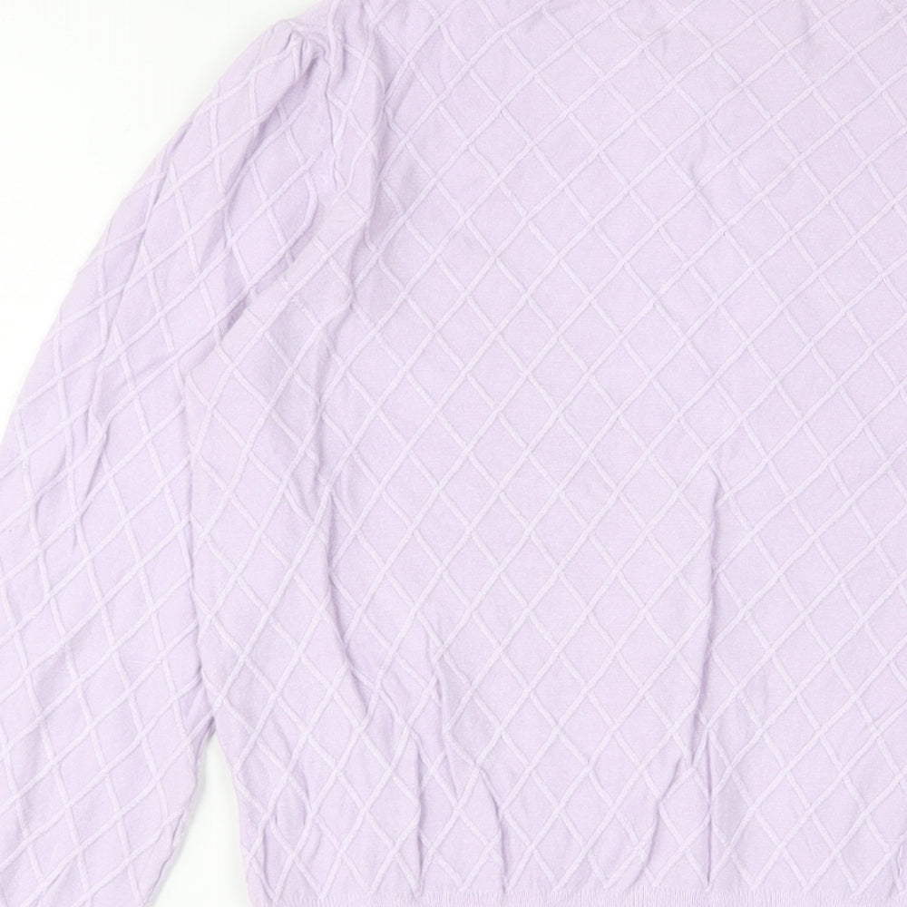 Marks & Spencer Womens Purple Crew Neck Viscose Pullover Jumper Size 8 - Embroidered