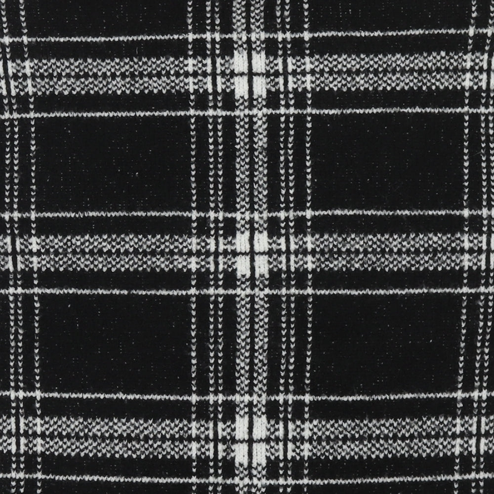 Marks & Spencer Womens Black Round Neck Check Acrylic Pullover Jumper Size M